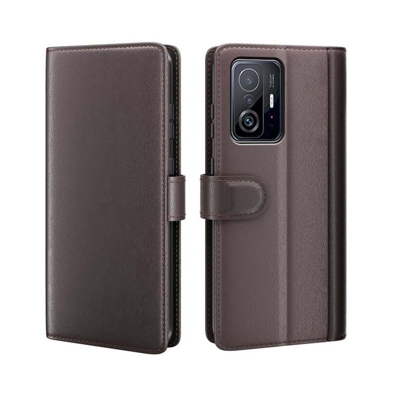 Xiaomi Redmi 13C Echt lederen hoesje Bruin - Klassiek boekhoesje met plek voor briefgeld en pasjes