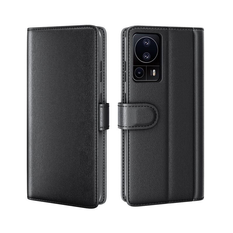 Xiaomi Poco X6 Pro Echt lederen hoesje Zwart - Klassiek boekhoesje met plek voor briefgeld en pasjes