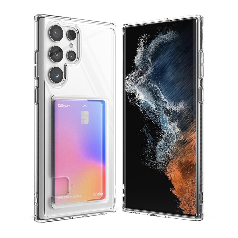 Ringke Fusion Card Case Samsung Galaxy S22 Ultra Transparant - Hoesje met plek voor pasjes
