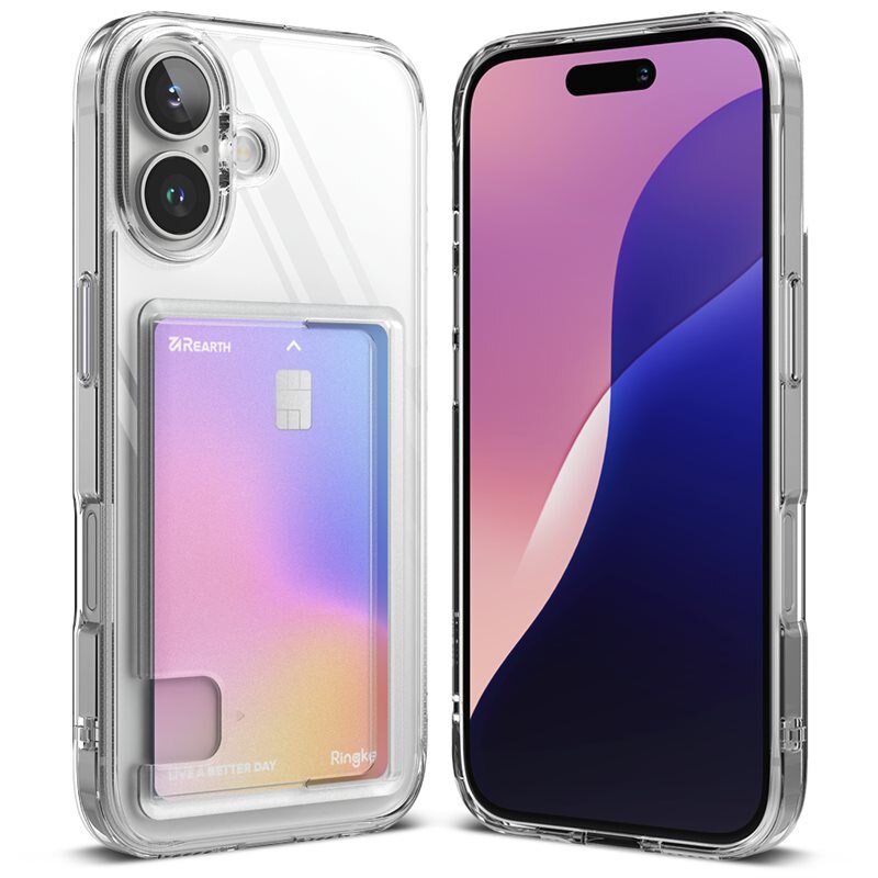 Ringke Fusion Card Case iPhone 16 Transparant - Hoesje met plek voor pasjes