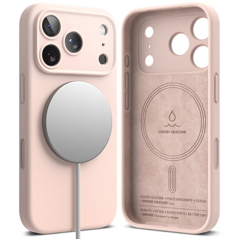 Ringke Silicone Magnetic Case iPhone 17 Pro Pink Sand