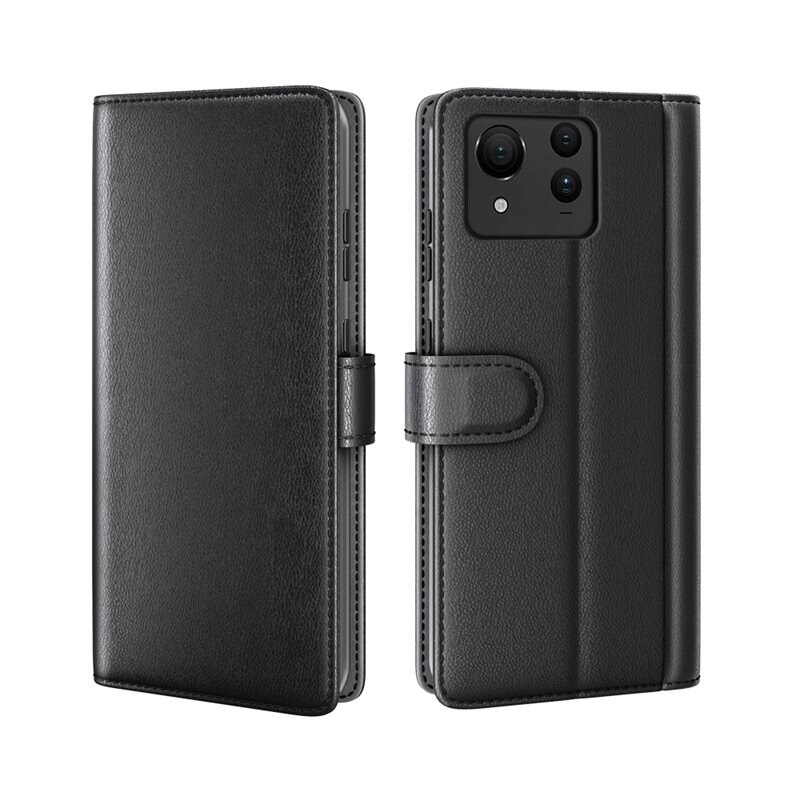 Asus Zenfone 11 Ultra Echt lederen hoesje Zwart - Klassiek boekhoesje met plek voor briefgeld en pasjes