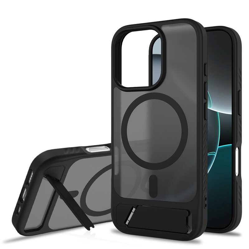 iPhone 16 Pro Magnetisch hoesje met standaard Zwart