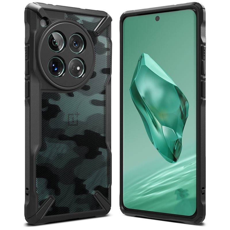 Ringke Fusion X Case OnePlus 12 Camo Black - Stoer, minimalistisch telefoonhoesje