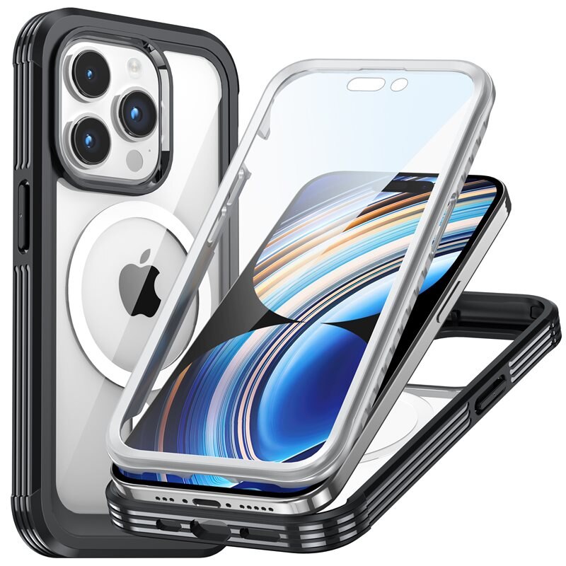 iPhone 15 Premium Full Protection Hoesje Zwart - Volledige dekking - Telefoonhoesje met geïntegreerde bescherming voor het scherm