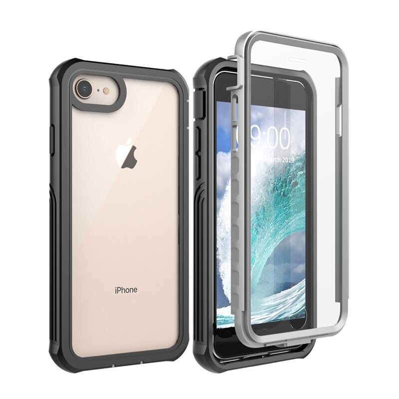 Premium Full Protection Hoesje iPhone 7 Black - Volledige dekking - Telefoonhoesje met geïntegreerde bescherming voor het scherm