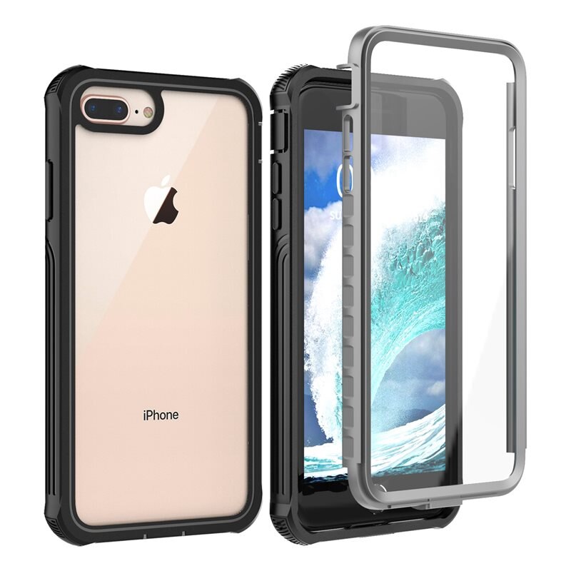 Premium Full Protection Hoesje iPhone 7 Plus/8 Plus Black - Volledige dekking - Telefoonhoesje met geïntegreerde bescherming voor het scherm