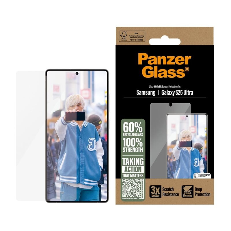 PanzerGlass Samsung Galaxy S25 Ultra Screen Protector (with EasyAligner) Ultra Wide Fit - Schermbeschermer met onovertroffen kwaliteit. Met