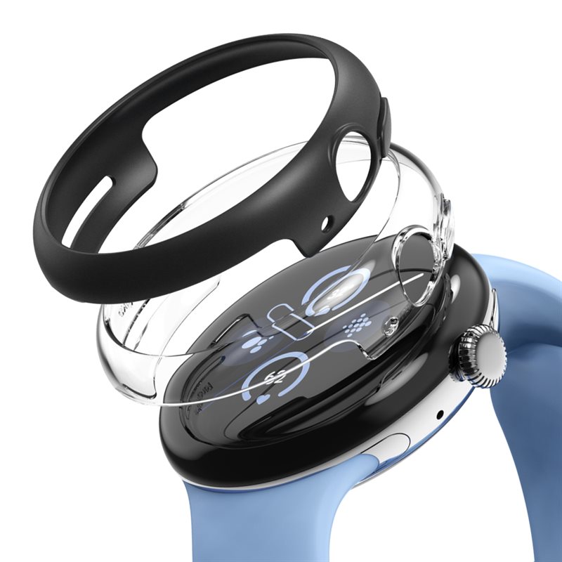 Ringke Slim Case (2-pack) Google Pixel Watch 2 Matte Black & Clear - Minimalistisch beschermend smartwatch-hoesje