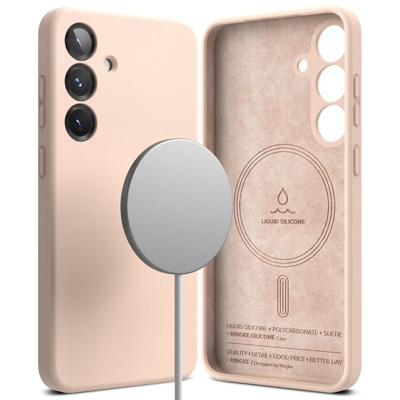 Ringke Silicone Magnetic Case Samsung Galaxy S25 Plus Pink Sand