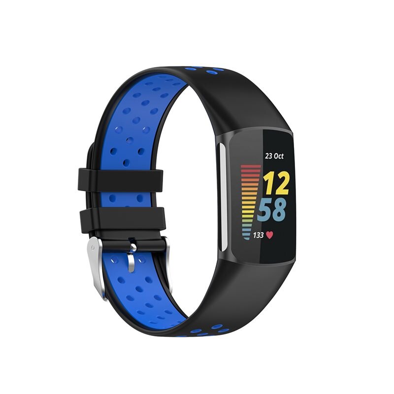 Fitbit Charge 6 Sport Siliconen bandje Zwart/Blauw - Perfect bandje om te sporten - Training dames en heren