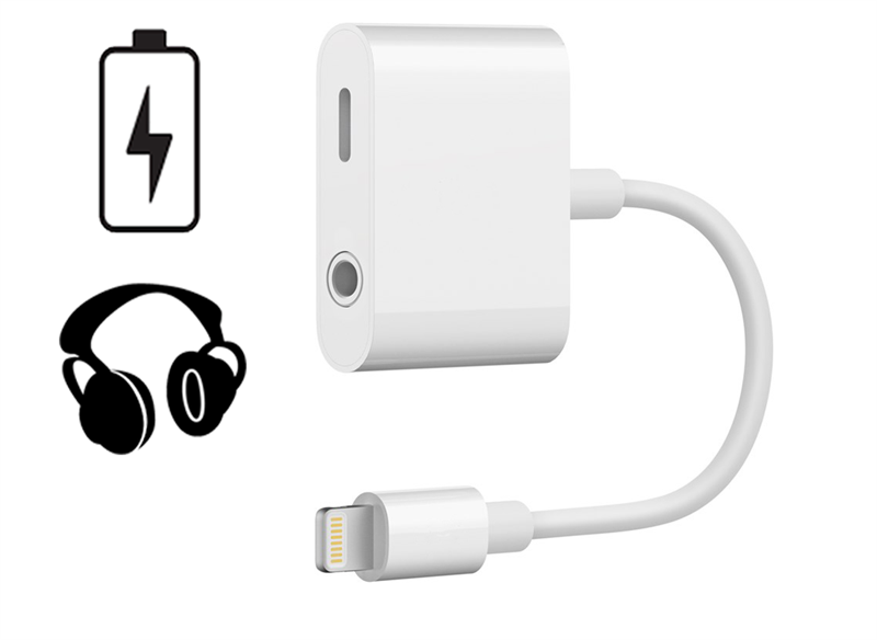 SiGN Lightning naar 3,5 mm adapter voor audio en opladen Wit