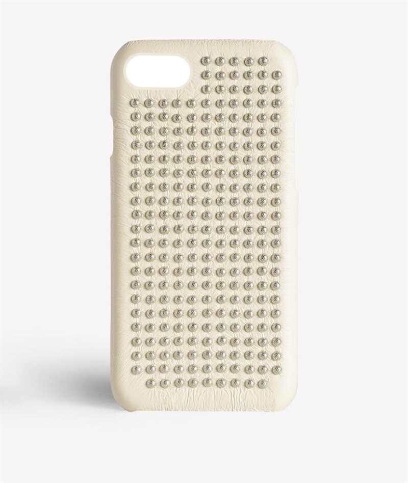 The Case Factory Hoesje iPhone SE 2020 Borchie Nappa Ivory Silver Studs