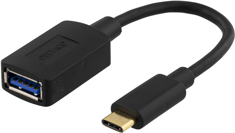 Deltaco USB-C naar USB-A-adapter zwart