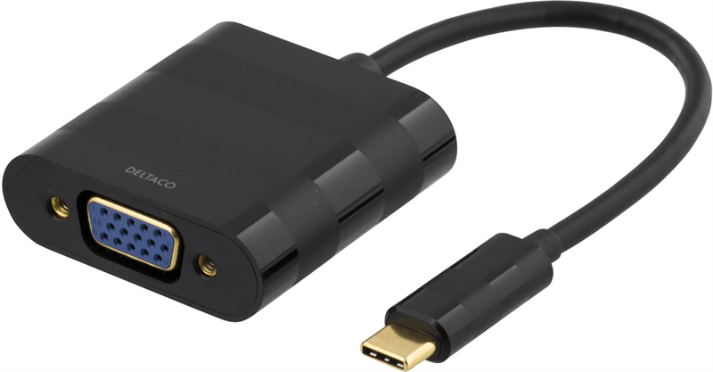 Deltaco VGA-adapter USB-C naar VGA zwart
