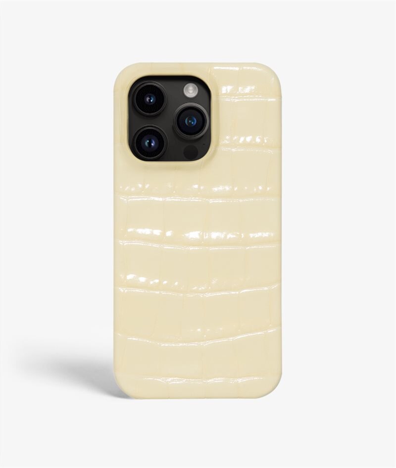 The Case Factory Hoesje iPhone 14 Pro Max Croco Geel