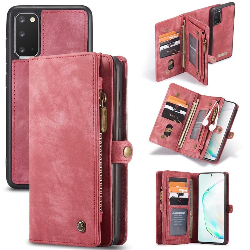 CaseMe Multi-slot Hoesje Samsung Galaxy S20 Rood - Telefoonhoesje met plek voor extra veel pasjes - Pasjeshouder