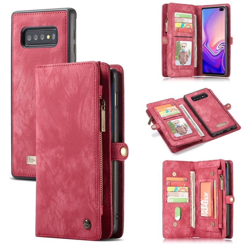 CaseMe Multi-slot Hoesje Samsung Galaxy S10 Rood - Telefoonhoesje met plek voor extra veel pasjes - Pasjeshouder