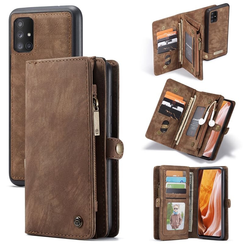 CaseMe Multi-slot Hoesje Samsung Galaxy A71 Bruin - Telefoonhoesje met plek voor extra veel pasjes - Pasjeshouder