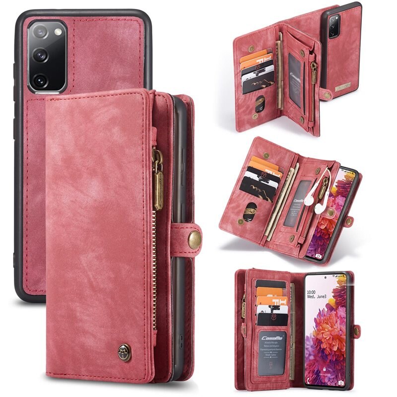 CaseMe Multi-slot Hoesje Samsung Galaxy S20 FE Rood - Telefoonhoesje met plek voor extra veel pasjes - Pasjeshouder