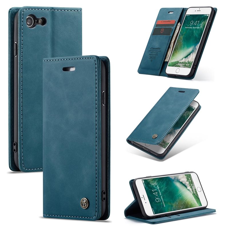 CaseMe Slim Bookcover Hoesje iPhone 7 Blauw - Dun telefoonhoesje met pasjeshouder