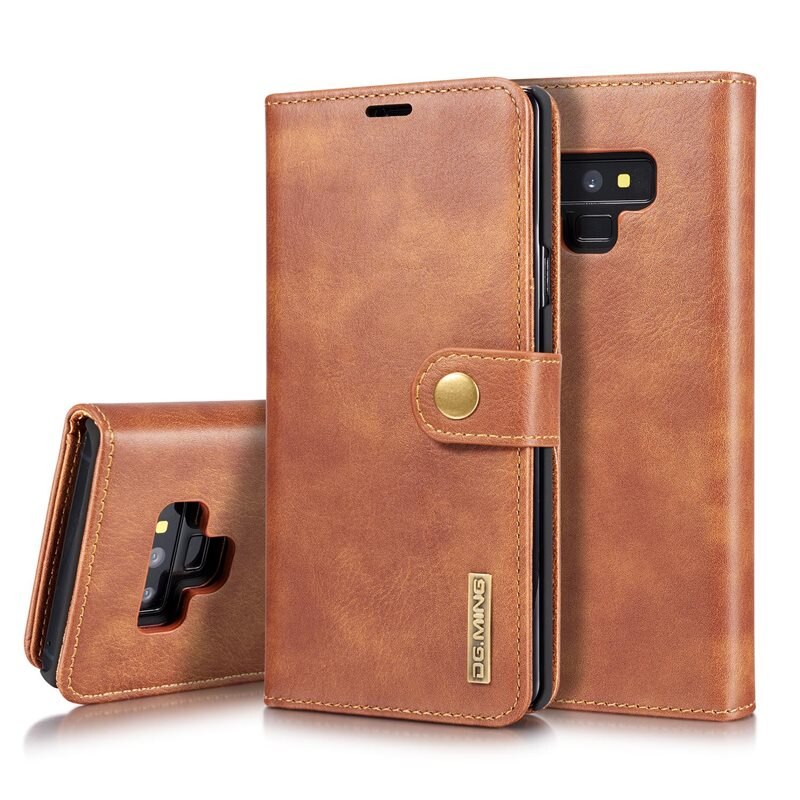 DG.MING Magnet Wallet Samsung Galaxy Note 9 Cognac - Stijlvol lederen boekhoesje met afneembaar magnetisch binnenhoesje