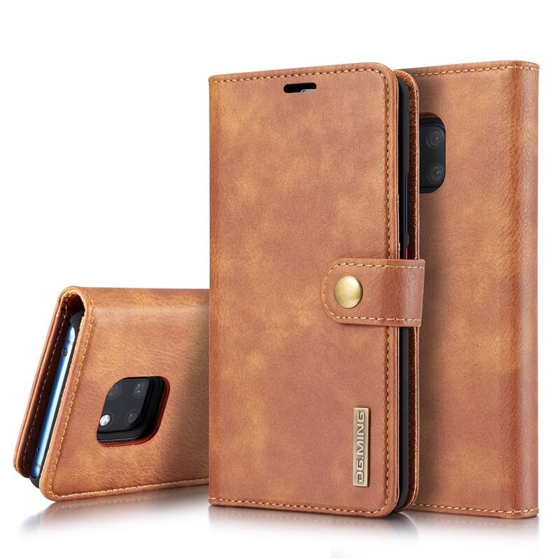 DG.MING Magnet Wallet Huawei Mate 20 Pro Cognac - Stijlvol lederen boekhoesje met afneembaar magnetisch binnenhoesje