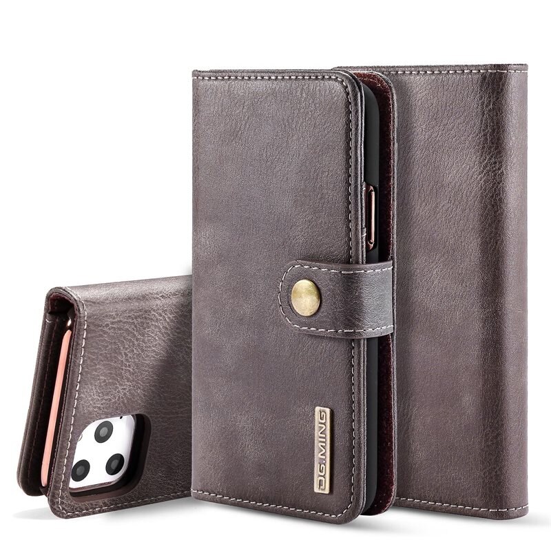 DG.MING Magnet Wallet iPhone 11 Pro Brown - Stijlvol lederen boekhoesje met afneembaar magnetisch binnenhoesje