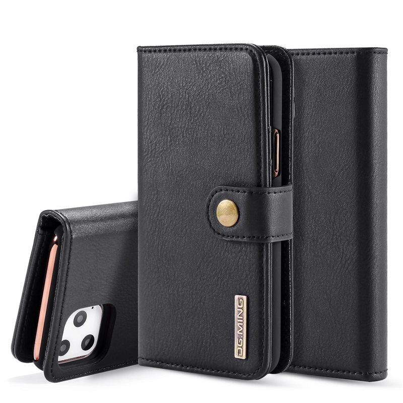 DG.MING Magnet Wallet iPhone 11 Pro Max Black - Stijlvol lederen boekhoesje met afneembaar magnetisch binnenhoesje