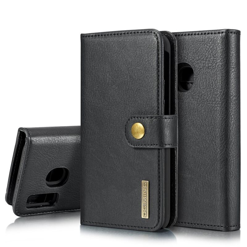 DG.MING Magnet Wallet Samsung Galaxy A40 Black - Stijlvol lederen boekhoesje met afneembaar magnetisch binnenhoesje