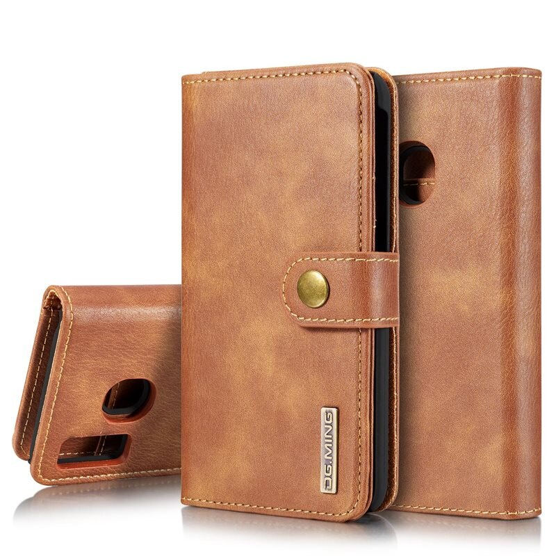 DG.MING Magnet Wallet Samsung Galaxy A40 Cognac - Stijlvol lederen boekhoesje met afneembaar magnetisch binnenhoesje