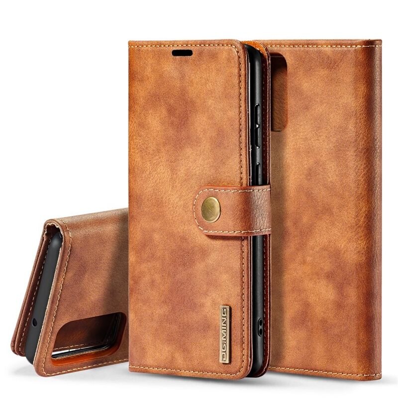 DG.MING Magnet Wallet Samsung Galaxy S20 Cognac - Stijlvol lederen boekhoesje met afneembaar magnetisch binnenhoesje