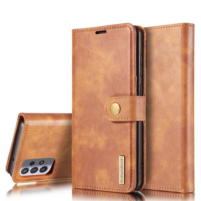 DG.MING Magnet Wallet Samsung Galaxy A32 5G Cognac - Stijlvol lederen boekhoesje met afneembaar magnetisch binnenhoesje