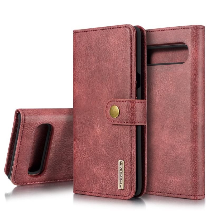 DG.MING Magnet Wallet Samsung Galaxy S10 Red - Stijlvol lederen boekhoesje met afneembaar magnetisch binnenhoesje