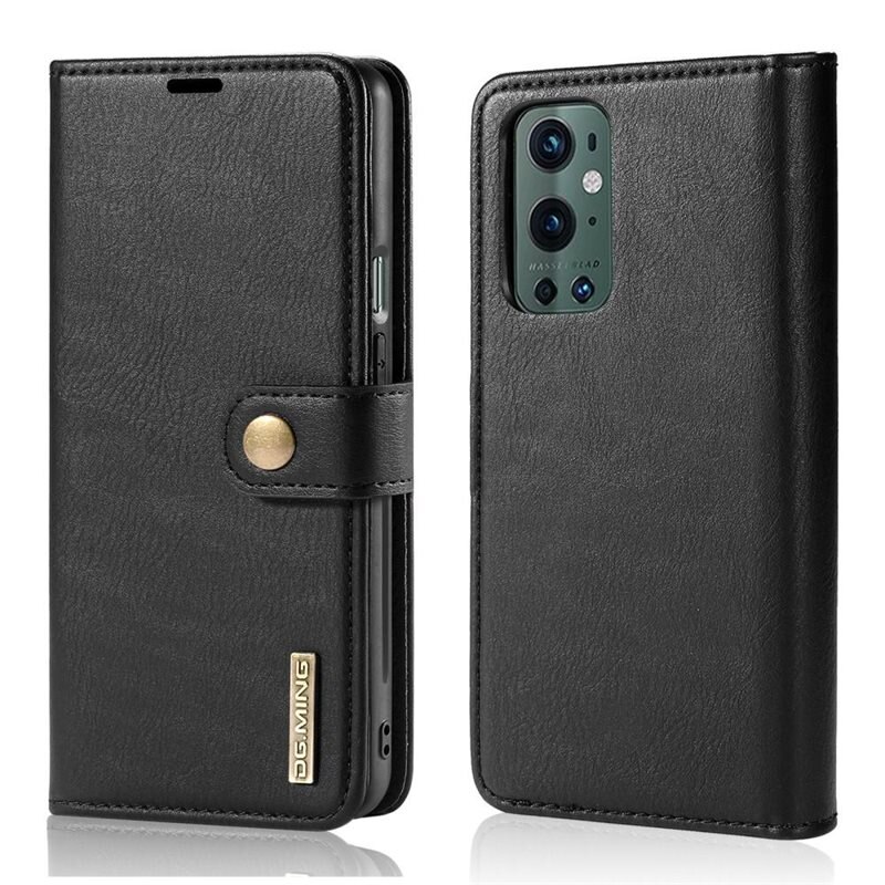 DG.MING Magnet Wallet OnePlus 9 Pro Black - Stijlvol lederen boekhoesje met afneembaar magnetisch binnenhoesje