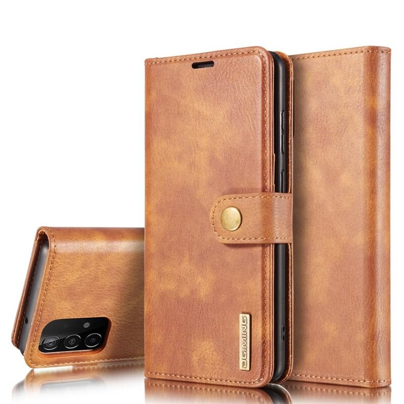 DG.MING Magnet Wallet Samsung Galaxy A52 5G Cognac - Stijlvol lederen boekhoesje met afneembaar magnetisch binnenhoesje