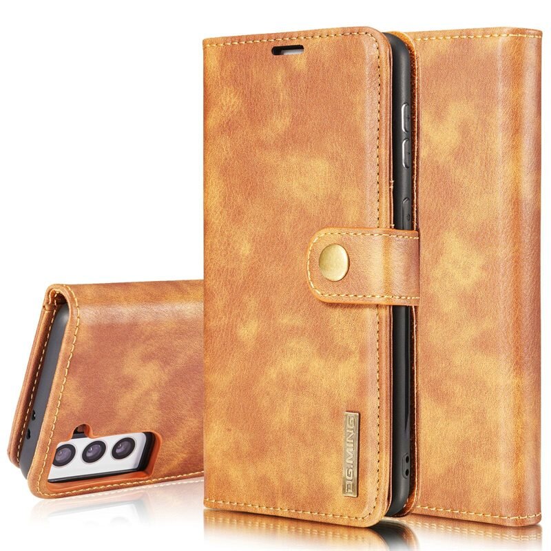 DG.MING Magnet Wallet Samsung Galaxy S21 Cognac - Stijlvol lederen boekhoesje met afneembaar magnetisch binnenhoesje