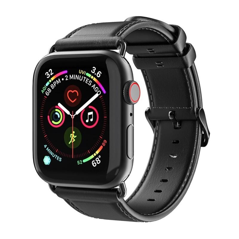 Dux Ducis Leren bandje Apple Watch SE 40mm zwart - Mooie echt leren armband voor smartwatch