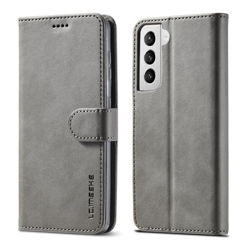 LC.IMEEKE Bookcover hoesje Samsung Galaxy S21 Grijs - Mooi telefoonhoesje