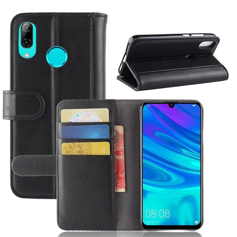 Huawei P30 Lite Echt lederen hoesje Zwart - Klassiek boekhoesje met plek voor briefgeld en pasjes