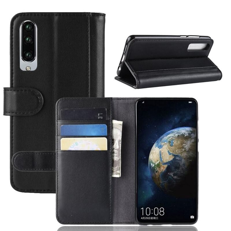 Huawei P30 Echt lederen hoesje Zwart - Klassiek boekhoesje met plek voor briefgeld en pasjes
