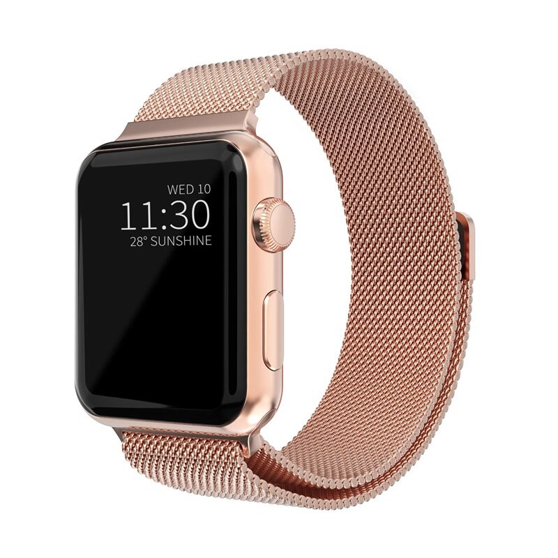Apple Watch Series 10 46mm Milanese bandje Rosé goud - Elegante armband in luxueus design - Perfecte pasvorm