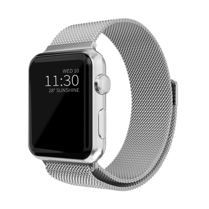Apple Watch SE 44mm Milanese bandje Zilver - Elegante armband in luxueus design - Perfecte pasvorm