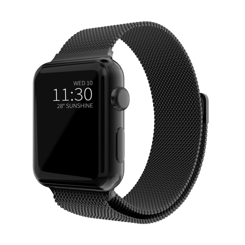 Apple Watch Series 7 45mm Milanese bandje Zwart - Elegante armband in luxueus design - Perfecte pasvorm