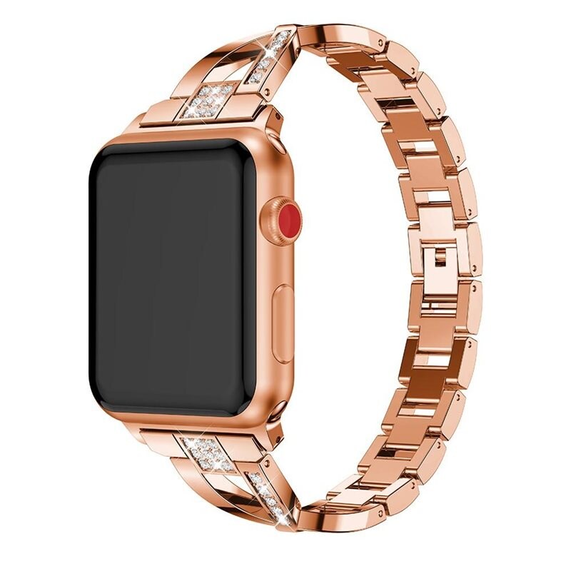 Apple Watch Series 4-6 40mm Crystal Bracelet Rosé goud - Luxe armband met elegant design - Horlogebandje voor dames
