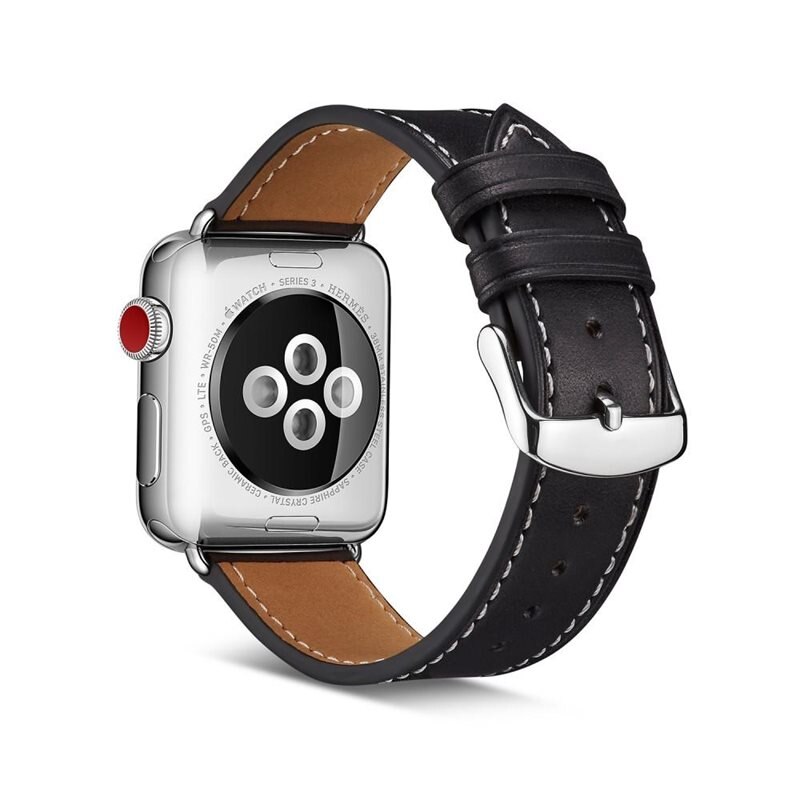 Apple Watch Series 4-6 40mm Leren bandje Zwart - Mooi bandje van leer