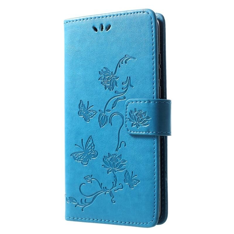 Huawei P30 Lite Leren vlinderhoesje Blauw - Mooi telefoonhoesje met patroontje