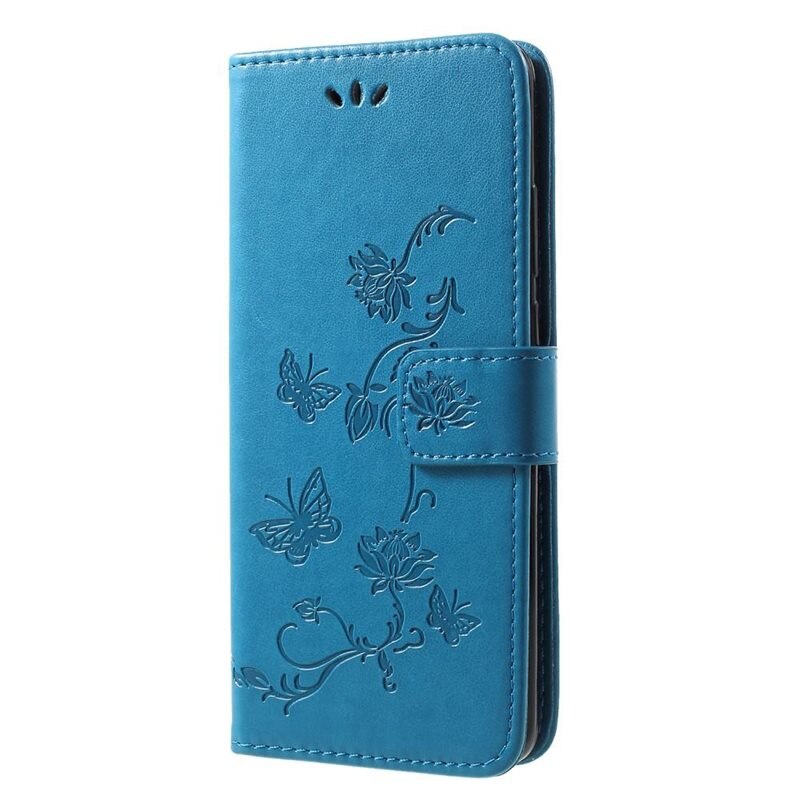 Huawei P30 Pro Leren vlinderhoesje Blauw - Mooi telefoonhoesje met patroontje