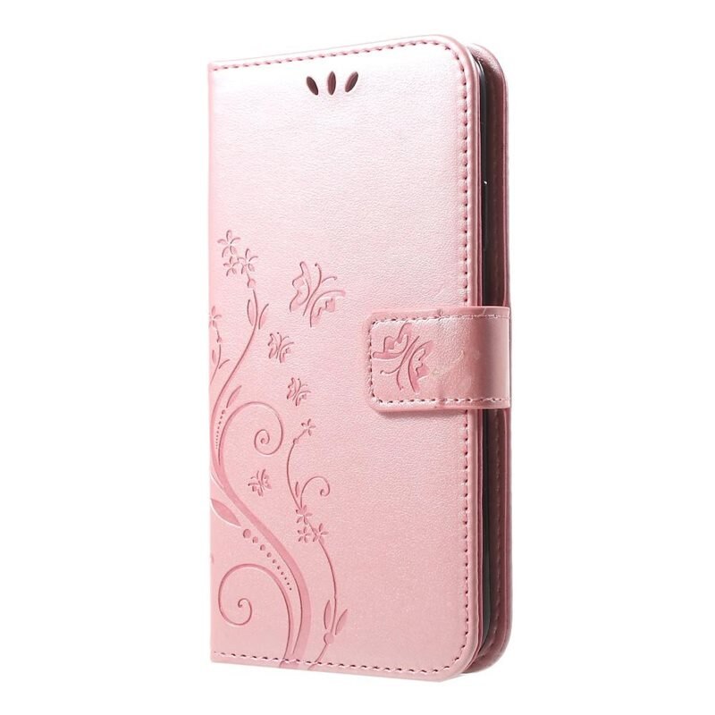 iPhone Xr Leren vlinderhoesje Rosé goud - Mooi telefoonhoesje met patroontje