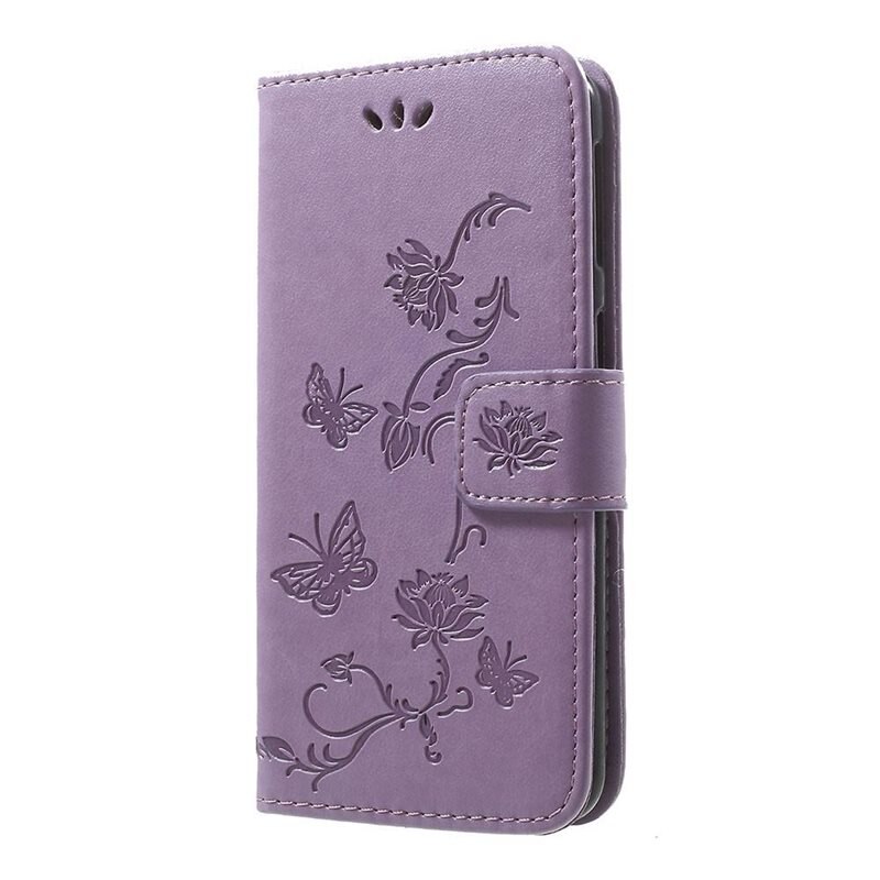 Samsung Galaxy A20e Leren vlinderhoesje Paars - Mooi telefoonhoesje met patroontje